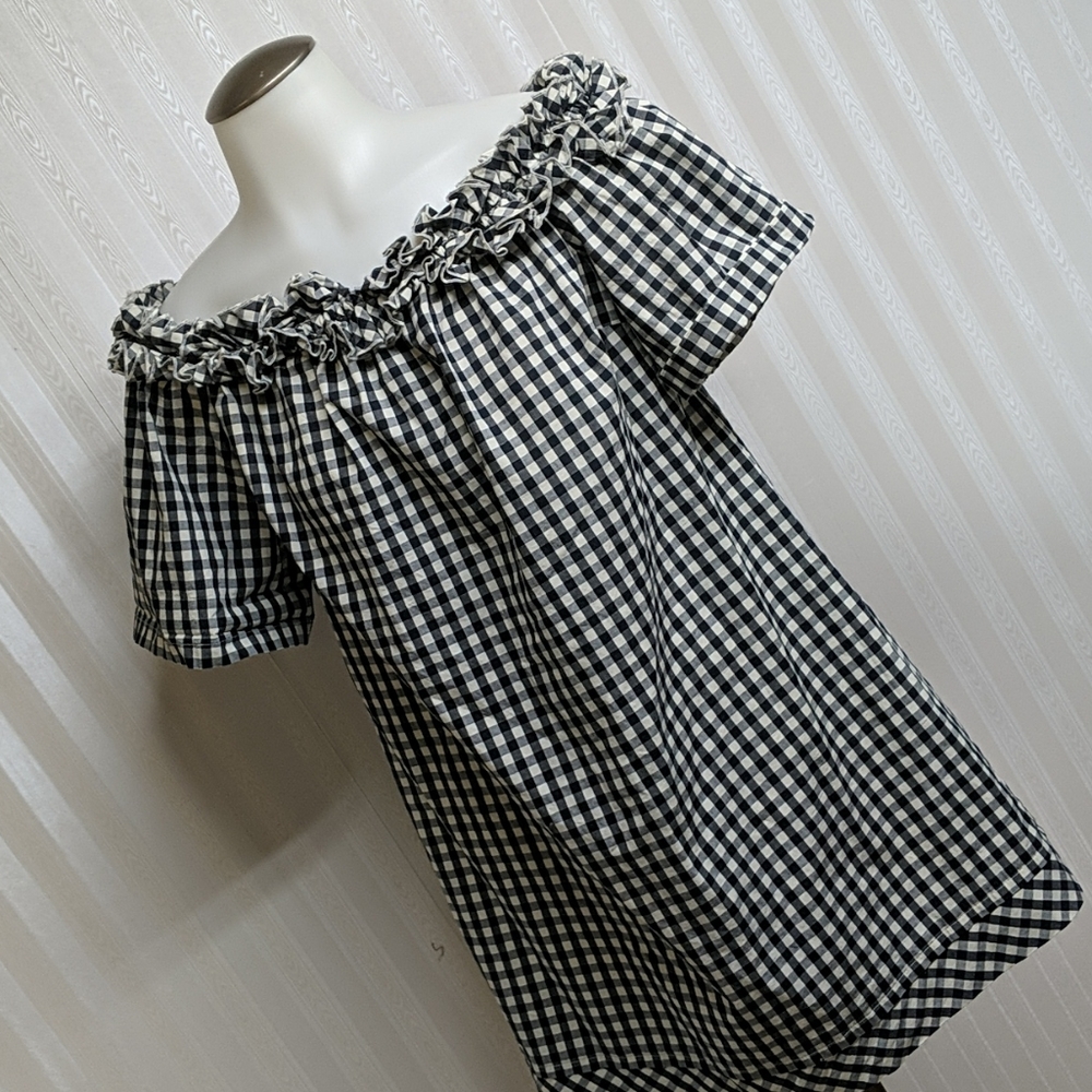 Vineyard Vines Gingham Off-Shoulder Ruffle Dress/blouse